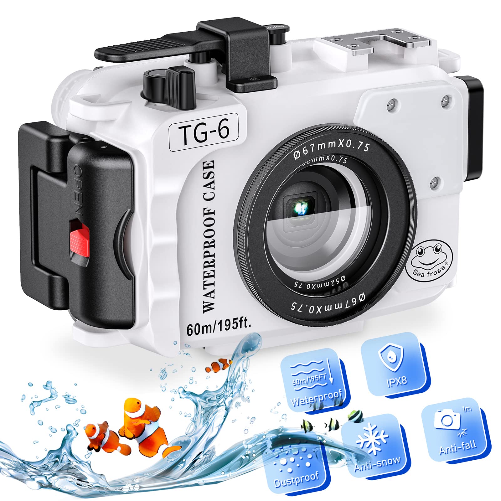 Seafrogs Underwater Camera Housing For Olympus Tg 6, Professional Underwater Accessories 195Ft/60M For Olympus Tough Tg 6 (Tg 6